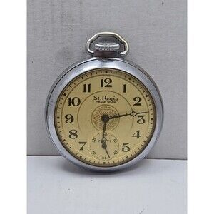 Vintage Ingraham St. Regis Pocket Watch Mechanical Wind Open Face Sub Seconds